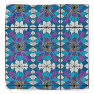 Stain Glass Ray Blue and Purple Bandana