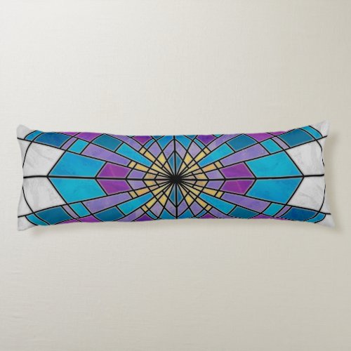 Stain Glass Ray Blue and Purple Body Pillow