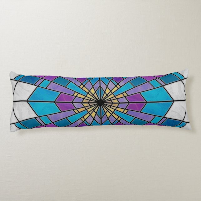 Stain Glass Ray Blue and Purple Body Pillow (Back)
