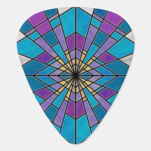 Stain Glass Ray Blue and Purple Guitar Pick