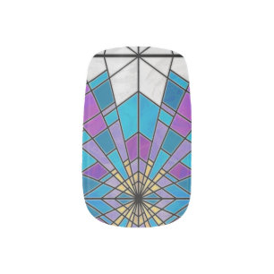 Stain Glass Ray Blue and Purple Minx Nail Wraps
