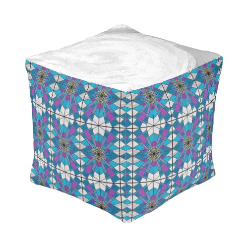 Stain Glass Ray Blue and Purple Pouf