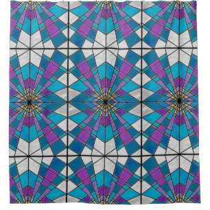 Stain Glass Ray Blue and Purple Shower Curtain