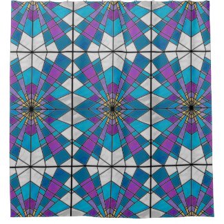 Stain Glass Ray Blue and Purple Shower Curtain