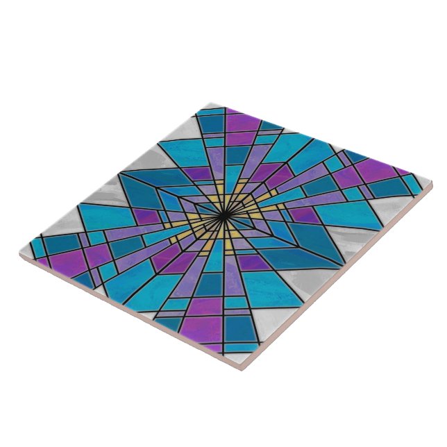 Stain Glass Ray Blue and Purple Tile (Side)