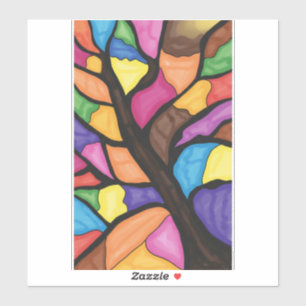 Stain glass tree art sticker