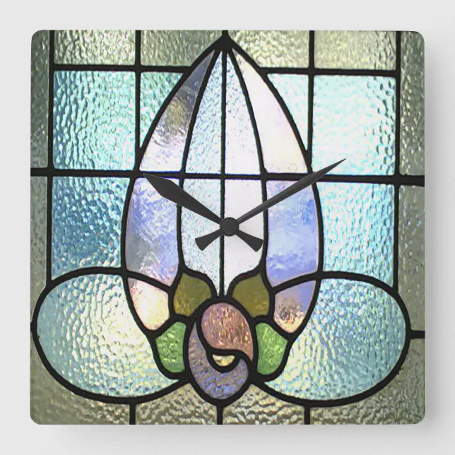 Stain Glass Tulip Square Wall Clock Zazzle