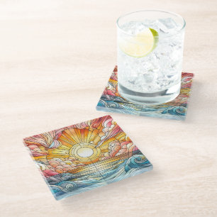 Stain Glass Warm Sunset Coaster