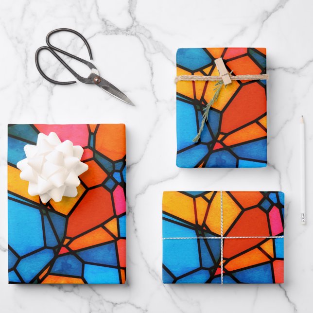 Stain Glass Wrapping Paper Sheets (Front)