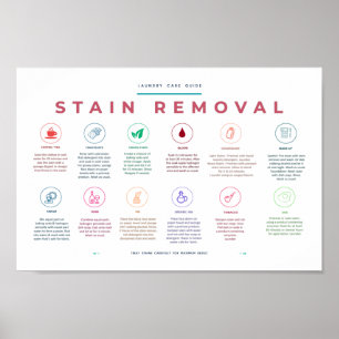 Stain Removal Laundry Room Symbols Guide Colorful Poster