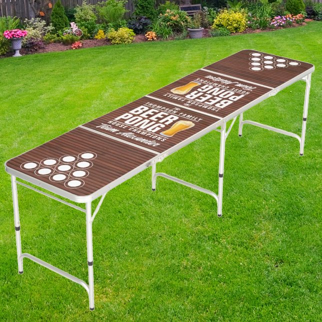 Stained Bamboo Brew Battle Champions w/ Team Names Beer Pong Table (Creator Uploaded)