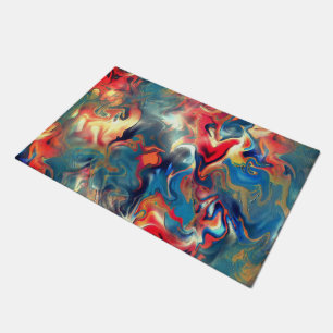 Stained blue and red shades, digital satin paint   doormat