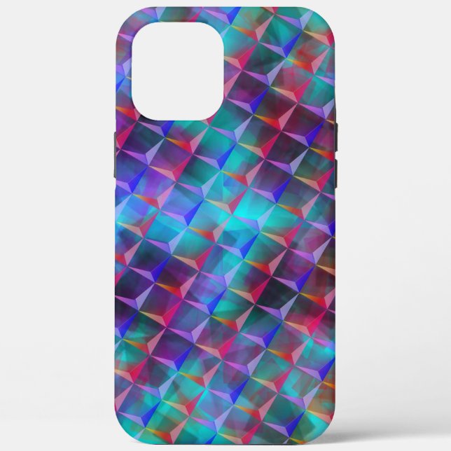 Stained bluish lilac and 3D or pink triangles Tote Case-Mate iPhone Case (Back)