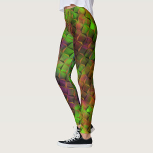 Stained brownish green and 3D or triangles Leggings