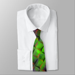 Stained brownish green and 3D or triangles Neck Tie