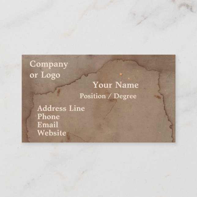 Stained Cardboard Business Card (Front)