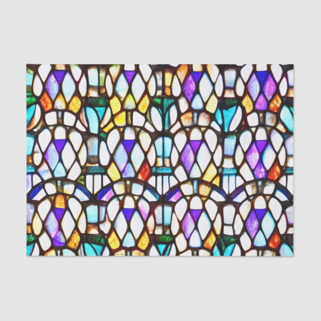Stained Church Glass Window Effect Decoupage  Tissue Paper (Front)