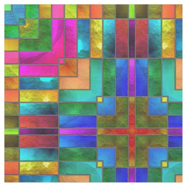 Stained Glass 4 Custom Fabrics Fabric (Close Up)