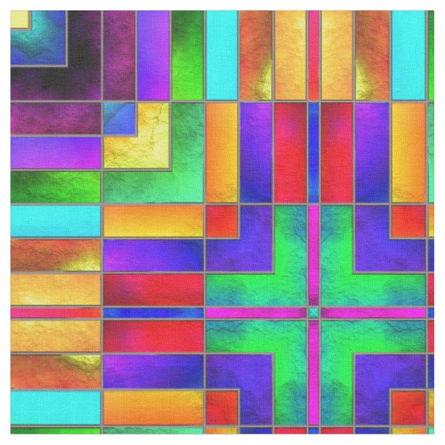 Stained Glass 5 Custom Fabrics Fabric (Close Up)