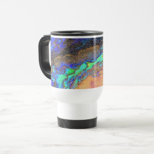 Stained Glass Abalone Shell Abstract Mosaic Travel Mug