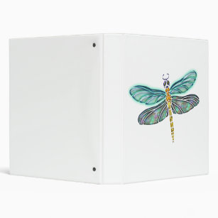 Stained Glass & Abalone Shell Dragonfly 3 Ring Binder