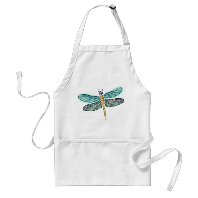 Stained Glass & Abalone Shell Dragonfly Adult Apron (Front)
