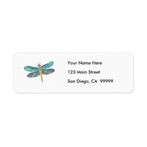 Stained Glass & Abalone Shell Dragonfly Label