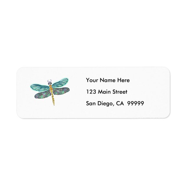 Stained Glass & Abalone Shell Dragonfly Label (Front)
