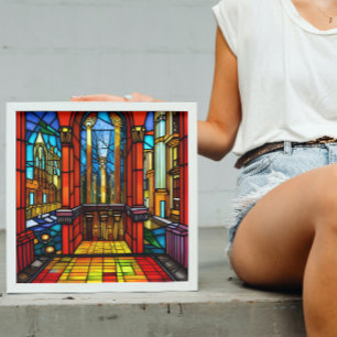 Stained Glass Abbey Digital Art Poster