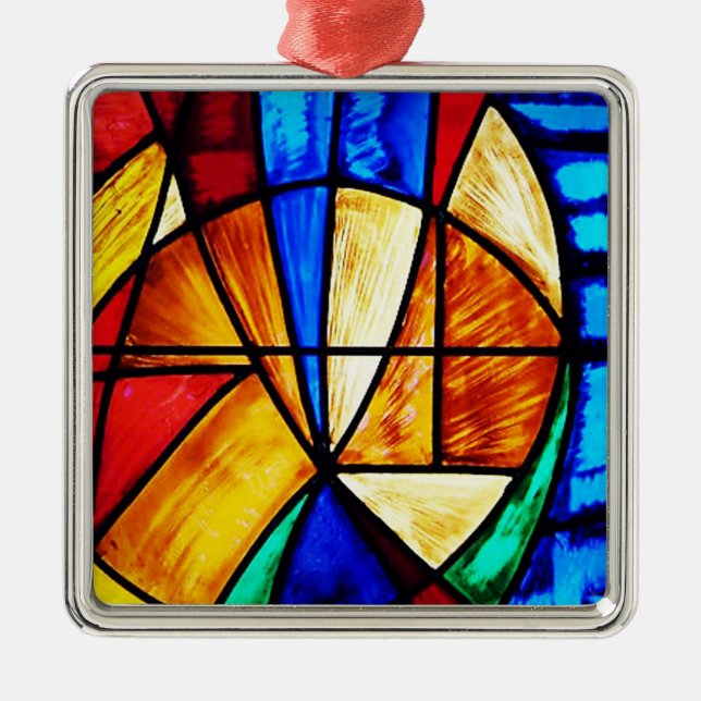 Stained Glass Abstract 2 Metal Ornament (Front)