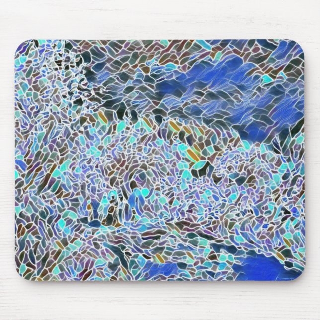 Stained glass abstract art blues lavender  mouse pad (Front)