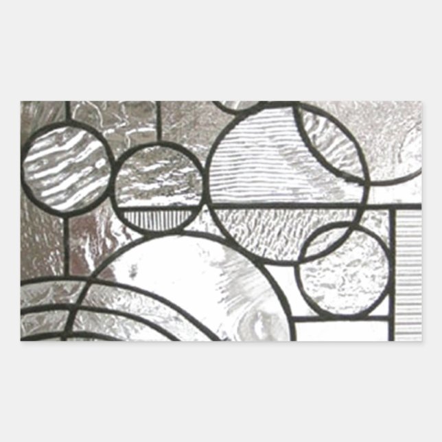 Stained Glass  Abstract Circle square clear Rectangular Sticker (Front)
