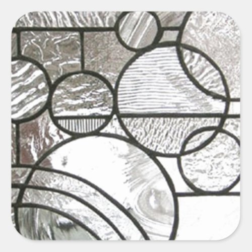 Stained Glass  Abstract Circle square clear Square Sticker