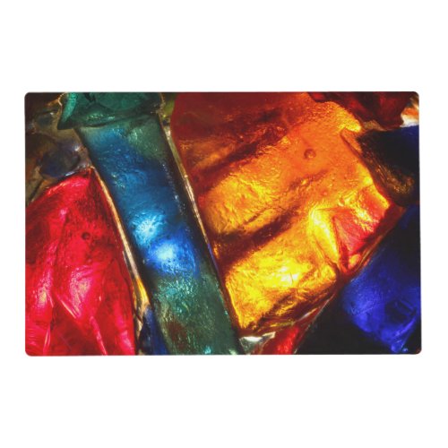 Stained glass abstract colorful pattern placemat