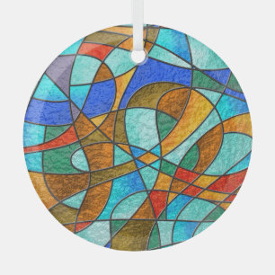 Stained glass: abstract colorful sketch. glass ornament