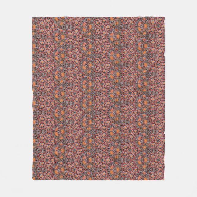 stained glass abstract geometric red pink gray fleece blanket (Front)