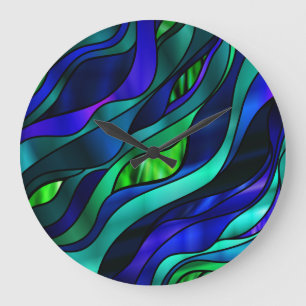 Stained Glass Abstract Large Clock