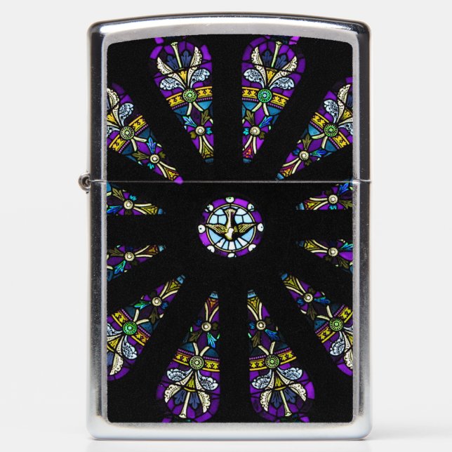Stained Glass Abstract Mandala Zippo Lighter (Front)
