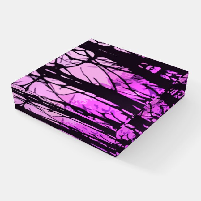 Stained Glass Abstract Purple Sunset Paperweight