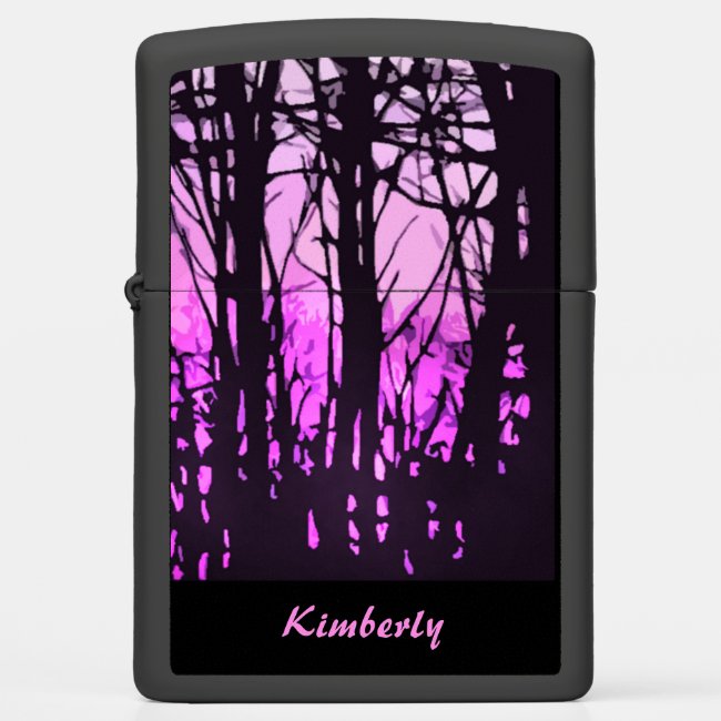 Stained Glass Abstract Purple Sunset Zippo Lighter