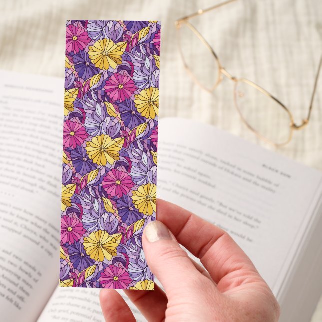 Stained Glass Abstract Purple Yellow Pink Bookmarks (Hand)
