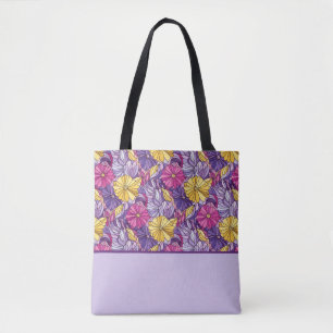Stained Glass Abstract Purple Yellow Pink Tote Bag