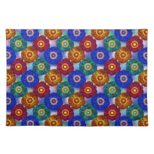 Stained Glass Abstract Red Green Blue Orange Cloth Placemat