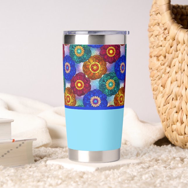 Stained Glass Abstract Red Green Blue Orange Insulated Tumbler (Living Room)