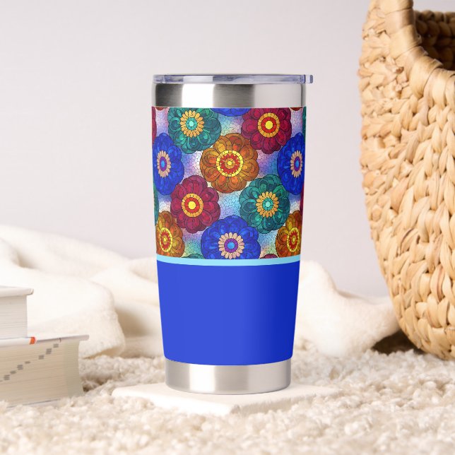 Stained Glass Abstract Red Green Blue Orange Insulated Tumbler (Living Room)