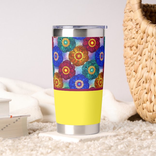 Stained Glass Abstract Red Green Blue Orange Insulated Tumbler (Living Room)