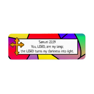Stained Glass and Cross Religious    Label