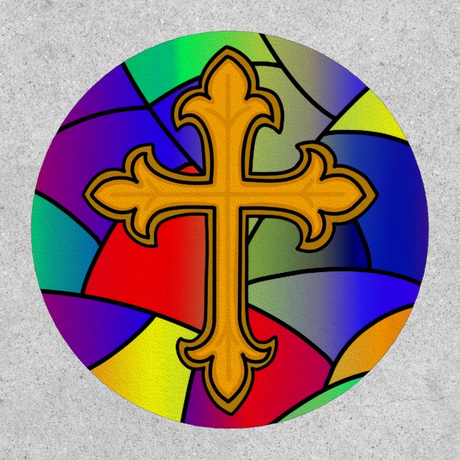 Stained Glass and Cross Religious  Patch (Front)