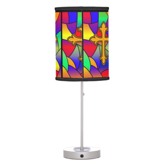 Stained Glass and Cross   Table Lamp (Back)