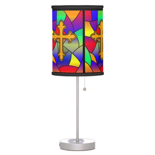 Stained Glass and Cross   Table Lamp (Left)